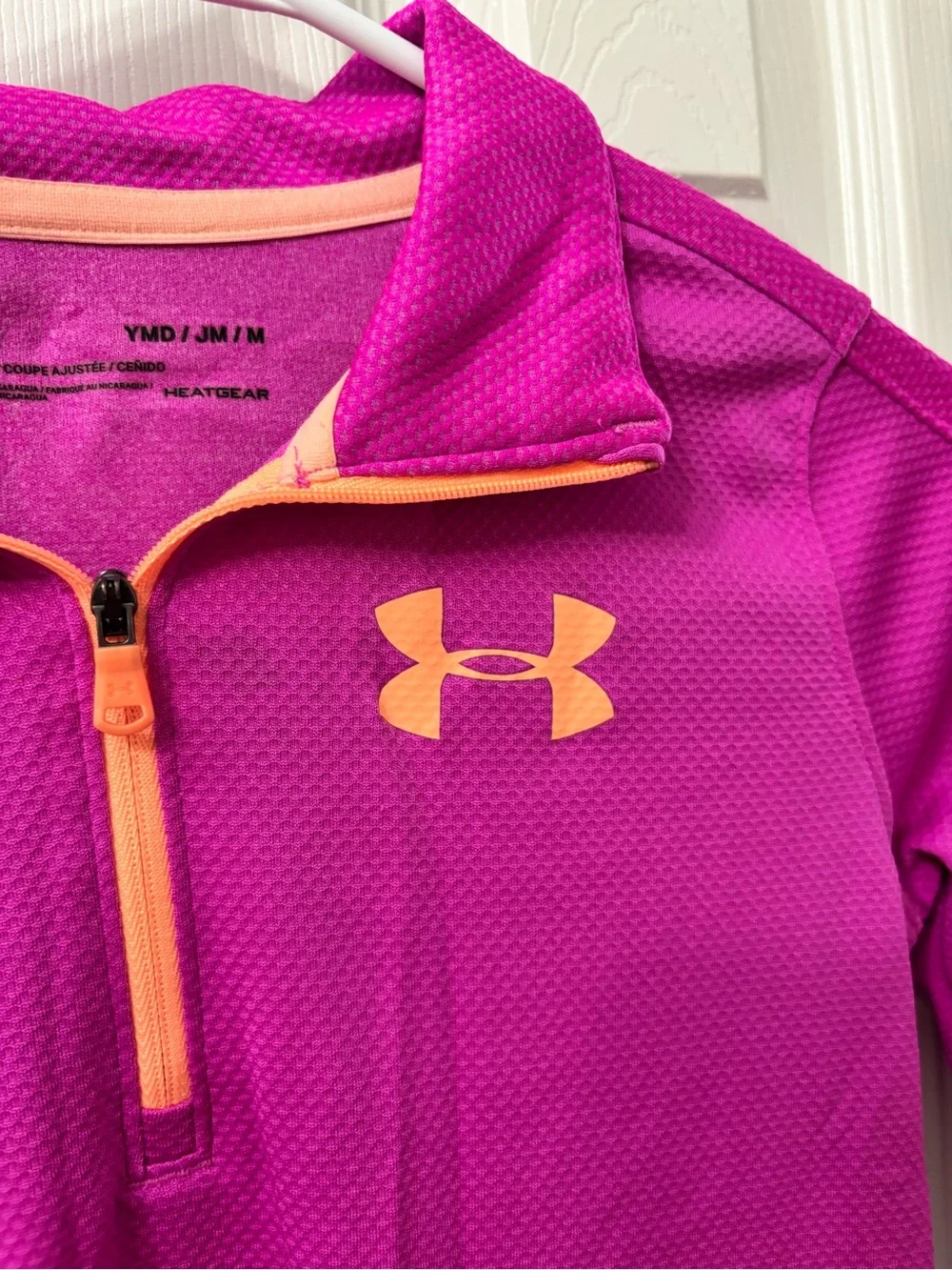Under Armour Girls YMD Pink HeatGear 1/4 Zip Pullover Athletic Top